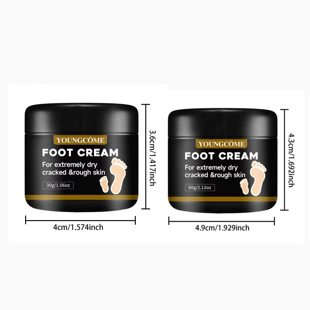 YOUNGCOME Crème pour les pieds pour talons extrêmement secs et craquelés et peaux rugueuses