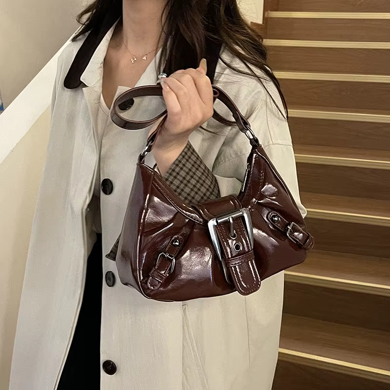 Sac fourre-tout en cuir pour femmes, sac à main à bandoulière simple avec fermeture éclair, sac à main décontracté à la mode pour dames