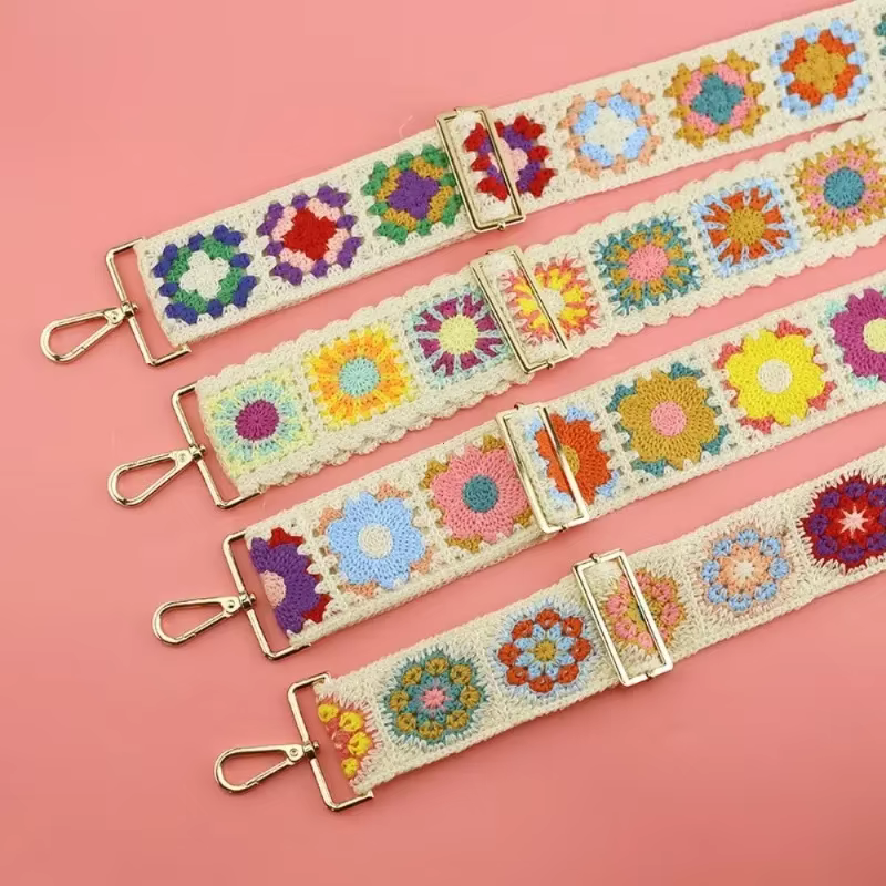 Main bricolage broderie Style Vintage bandoulière réglable bandoulière colorée sangle de remplacement sacs à main sac à main accessoire sangle