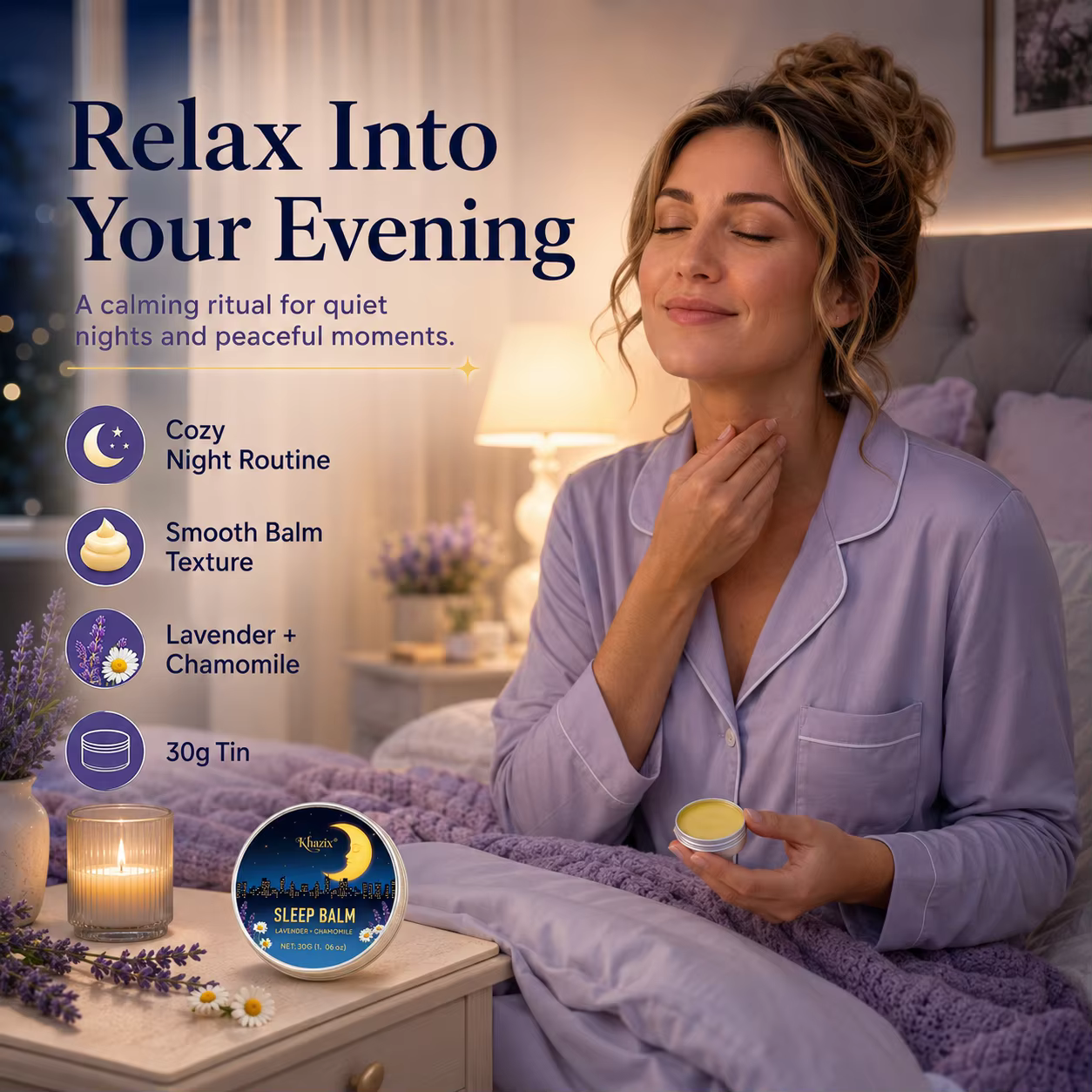 Baume de Nuit Apaisant 30g à la Lavande et à la Camomille – Arôme Relaxant