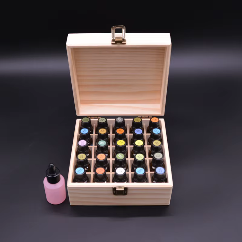 Boîte de rangement en bois pour huiles essentielles