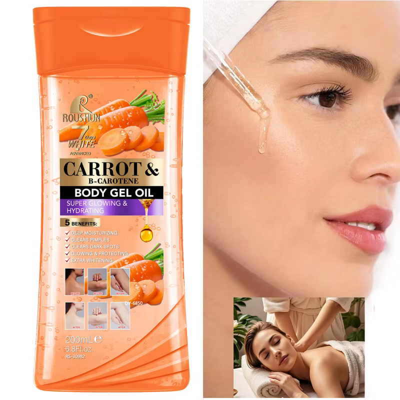 200ML CARROT B-CAROTENE BODY GEL OIL Huile corporelle essentielle hydratante unisexe pour le soin complet du corps