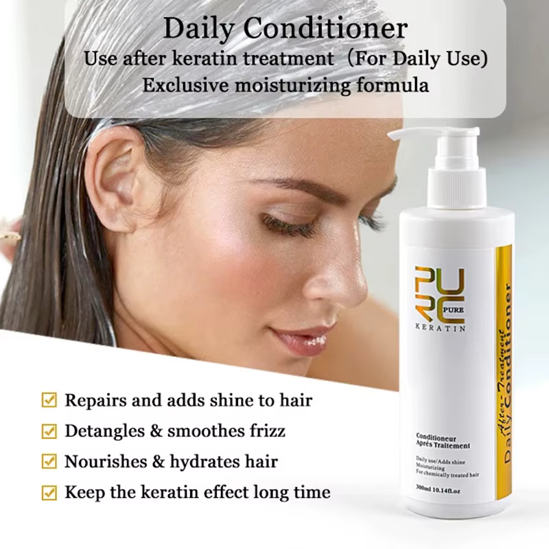 PURC Daily Conditioner Kératine Traitement Post-Astraightenant Nouris et Hydrate Masque capillaire 300 ml