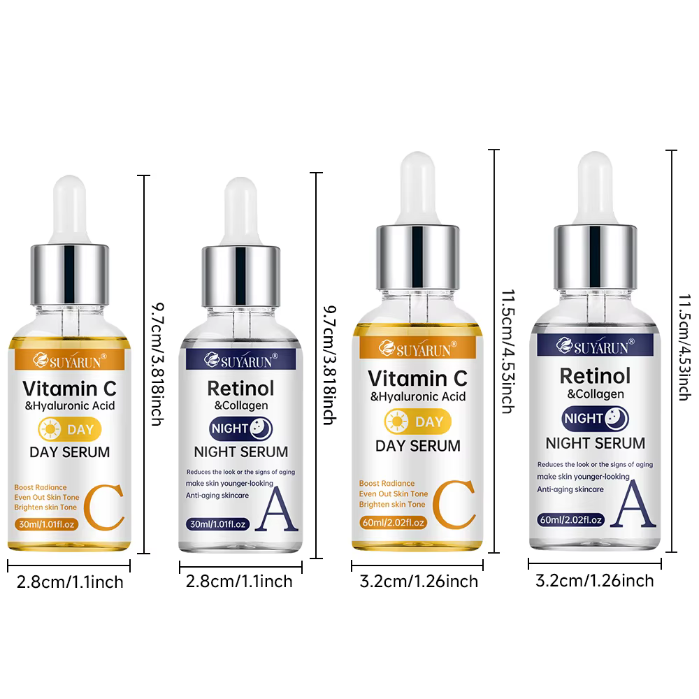 SUYARUN Day Sérum au rétinol de nuit à la vitamine C - Éclaircissant et anti-âge | Formule 2 en 1 pour la réparation de