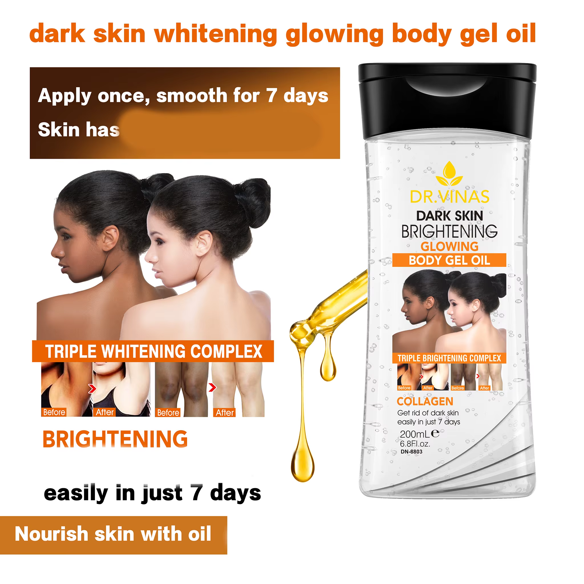 200ml GEL CORPOREL ÉCLAIRANT ET ÉCLATANT Huile Essentielle pour le Corps