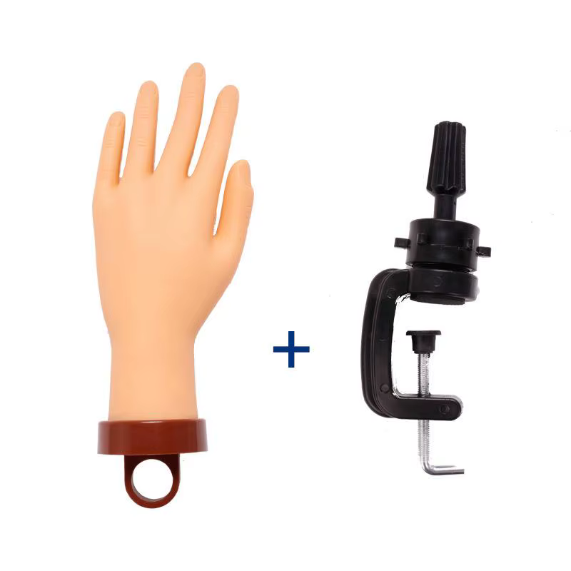 Main de mannequin pour la pratique des ongles avec support de bureau réglable