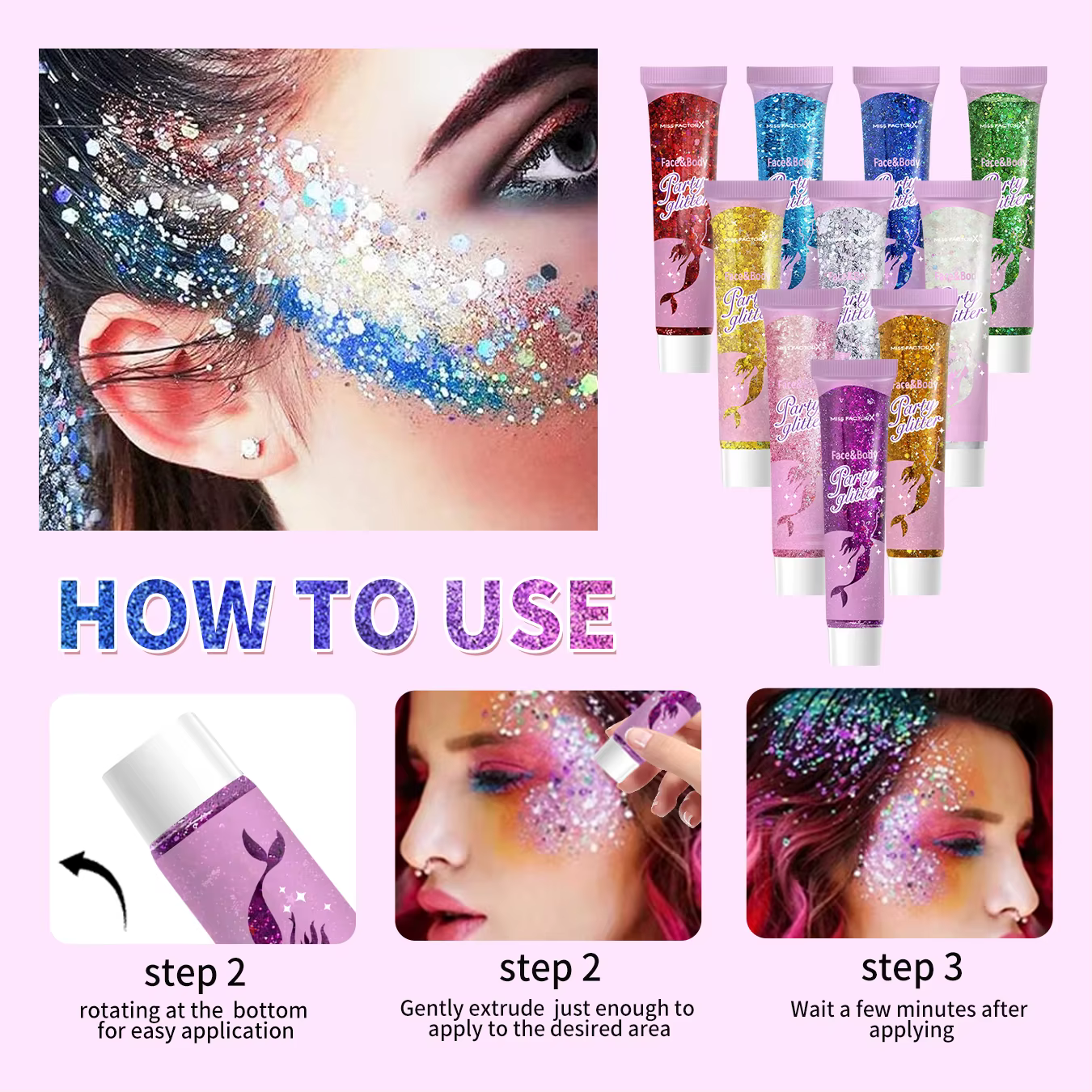 Gel à paillettes pour le corps