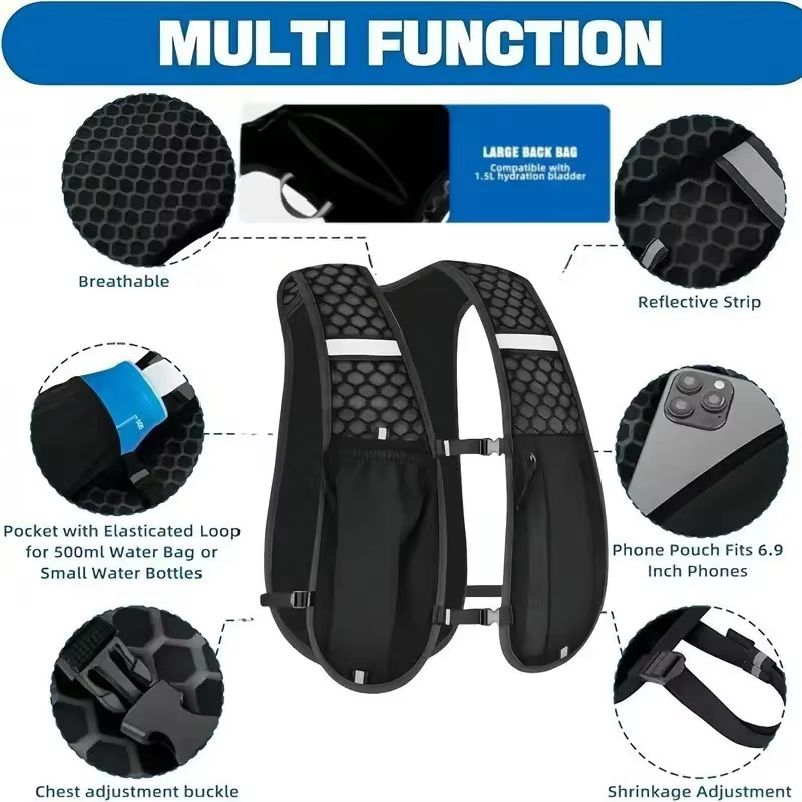 Sac à dos d'hydratation léger pour les sports de plein air - Porte-eau ergonomique pour la course à pied, le cyclisme, la marche et le kayak