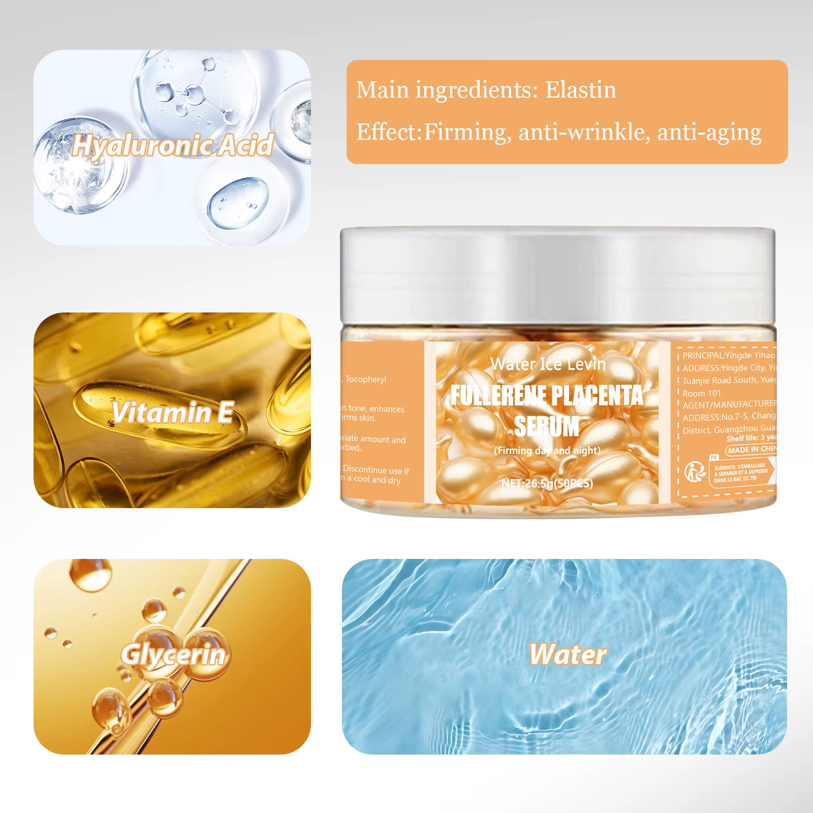 Capsules de soins du visage au collagène