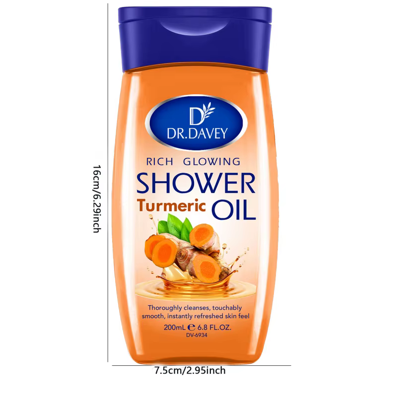 Huile de douche riche au curcuma DR.DAVEY 200 ml pour hommes et femmes