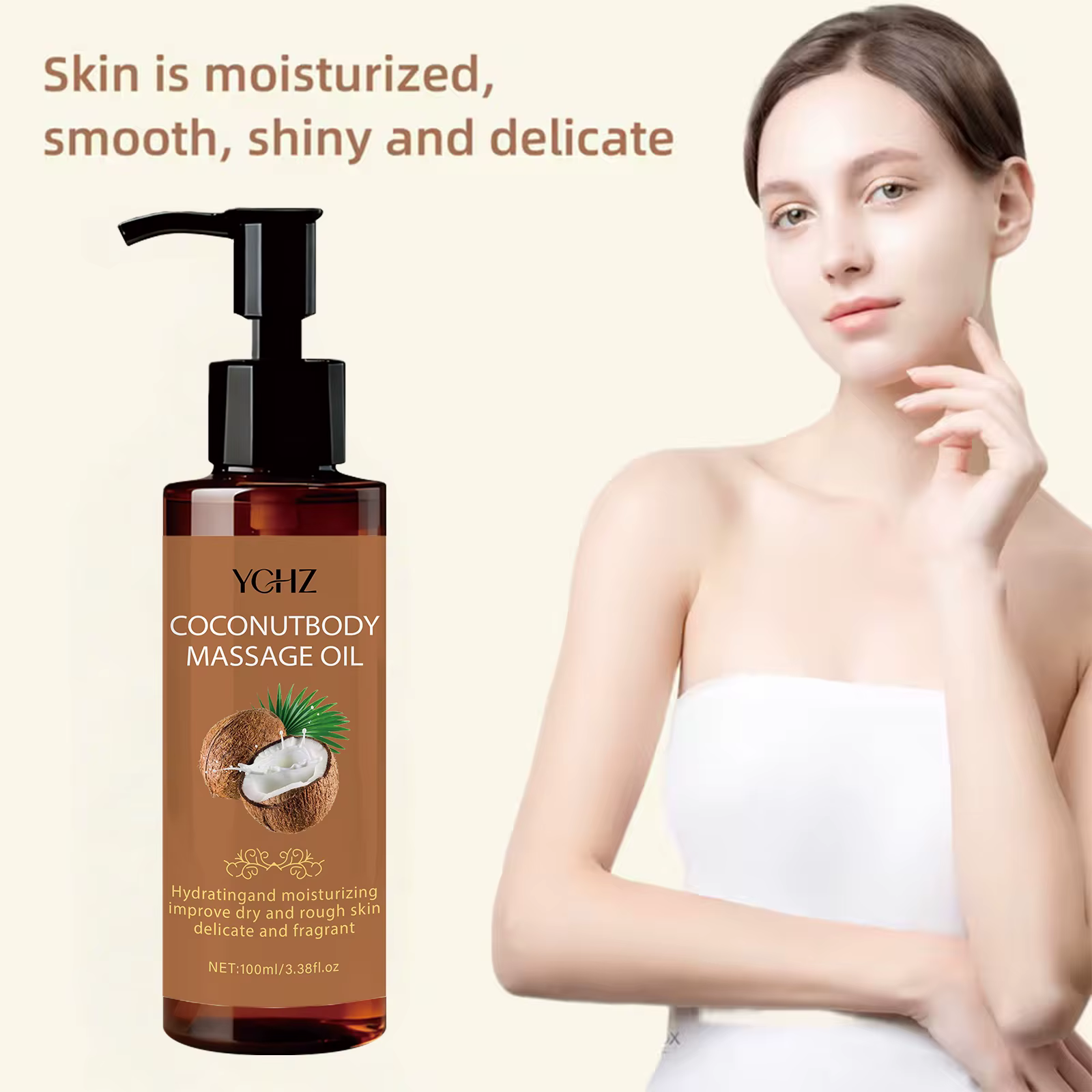 Huile de massage hydratante à la noix de coco - Hydratante et nourrissante