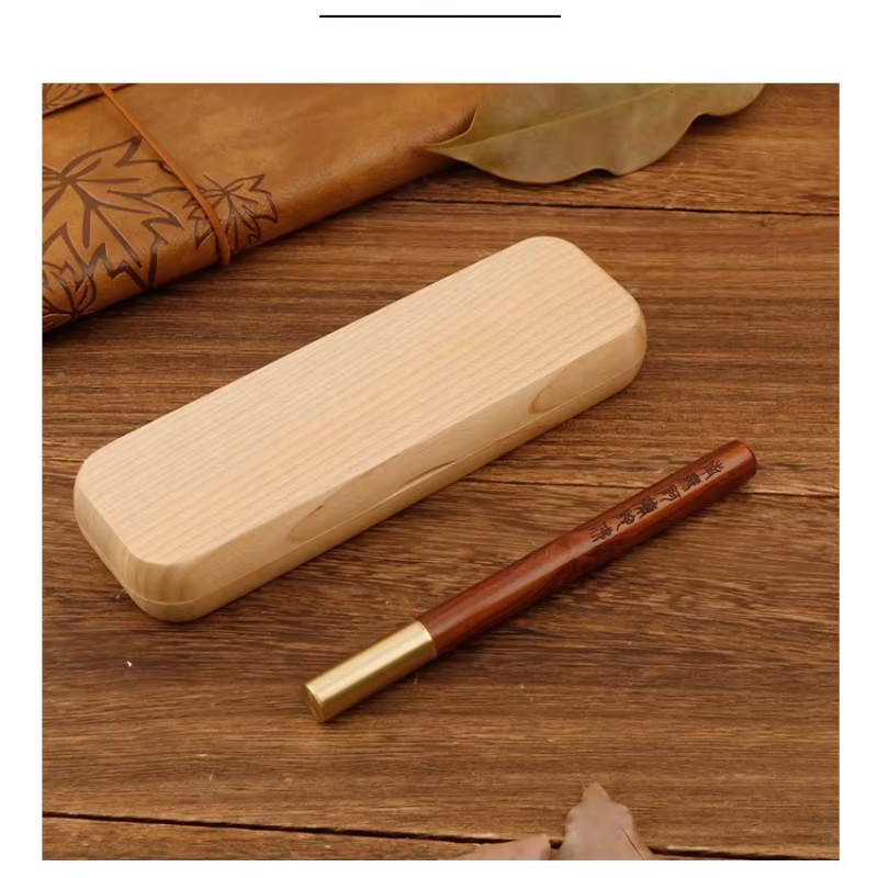 Boîte à stylos en bois naturel faite à la main, étui à crayons en bois, stylo plume portable, évaluation, stockage, bureau, fournitures scolaires, cadeau