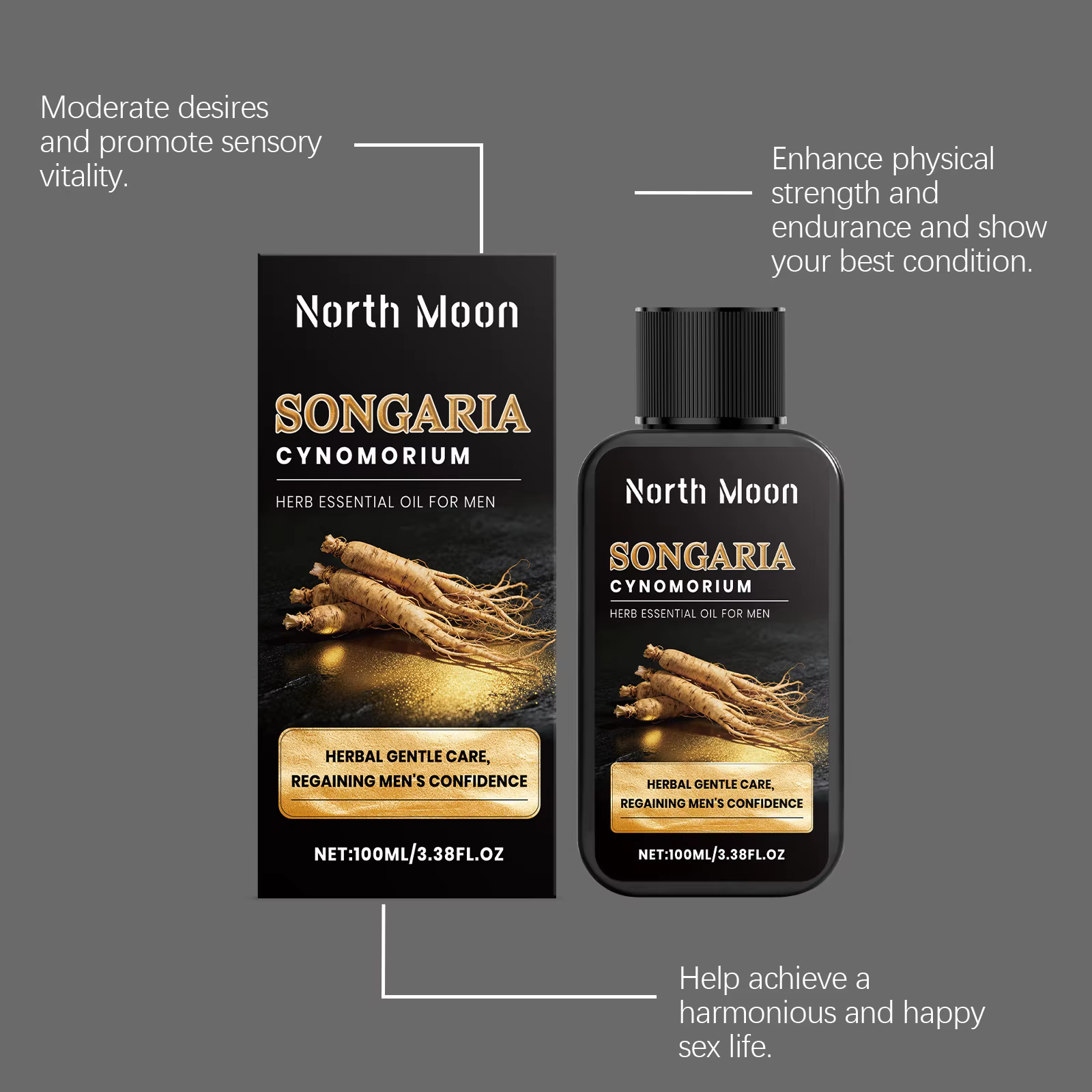 Huile Essentielle de Massage Corporel pour Hommes North Moon Herbal