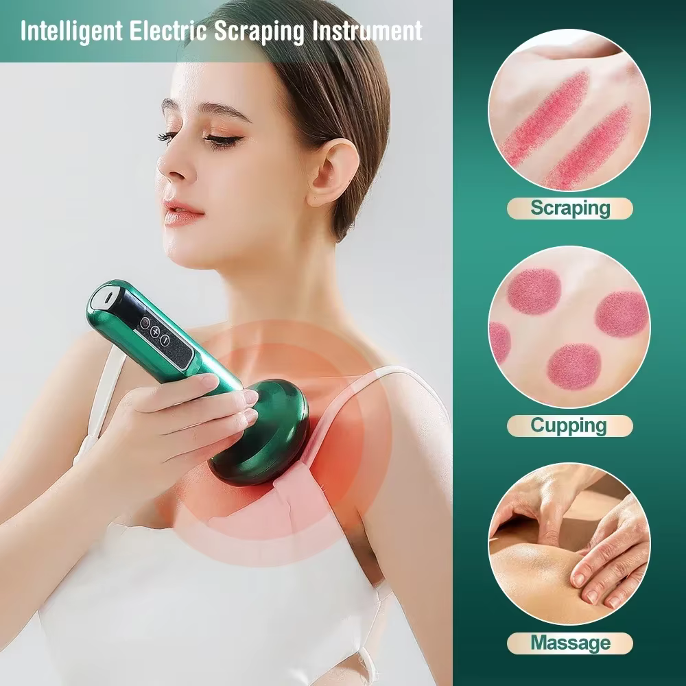 Masseur électrique tricolore GuaSha Anti-Cellulite ventouse sous vide beauté santé grattage chaleur infrarouge minceur Massage Thera