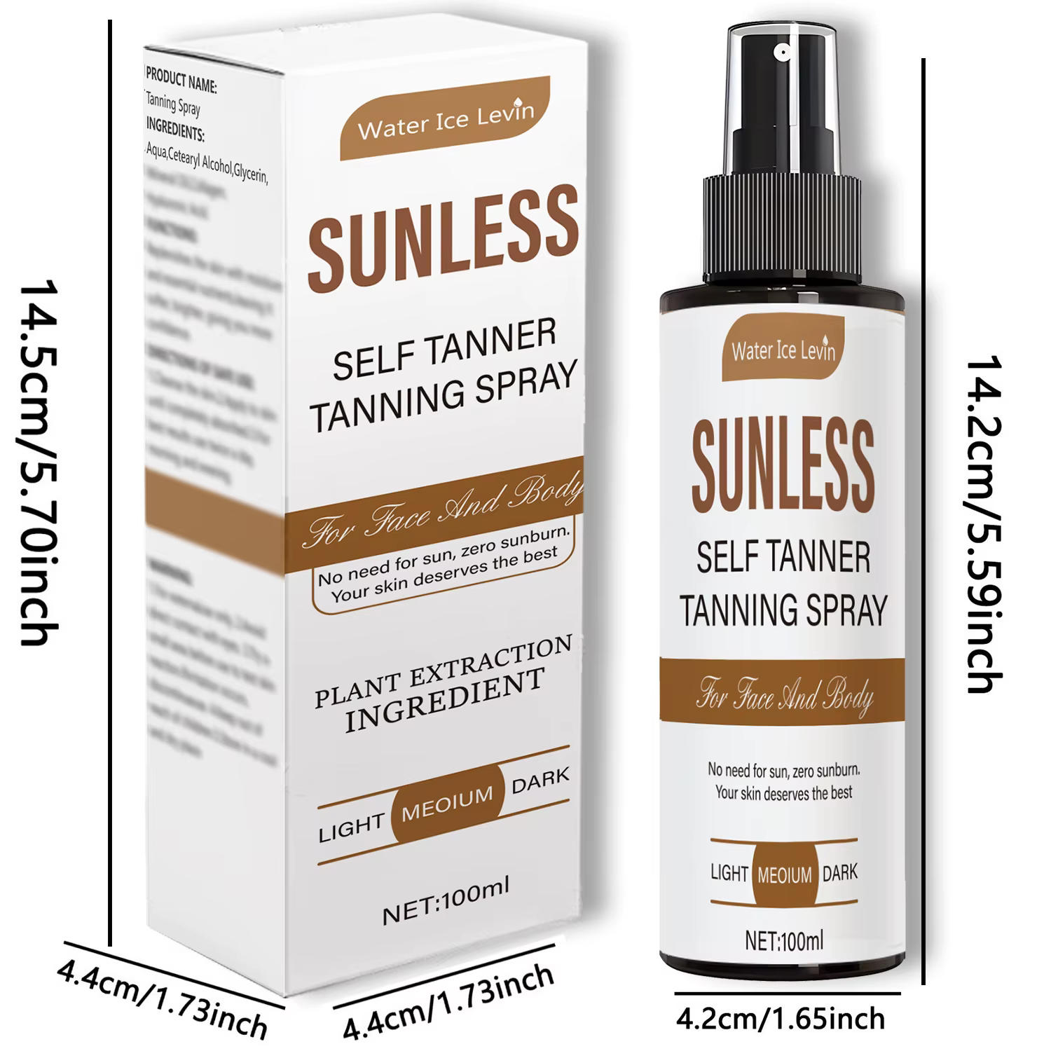 Spray bronzant pour le corps - Améliore le teint bronzé