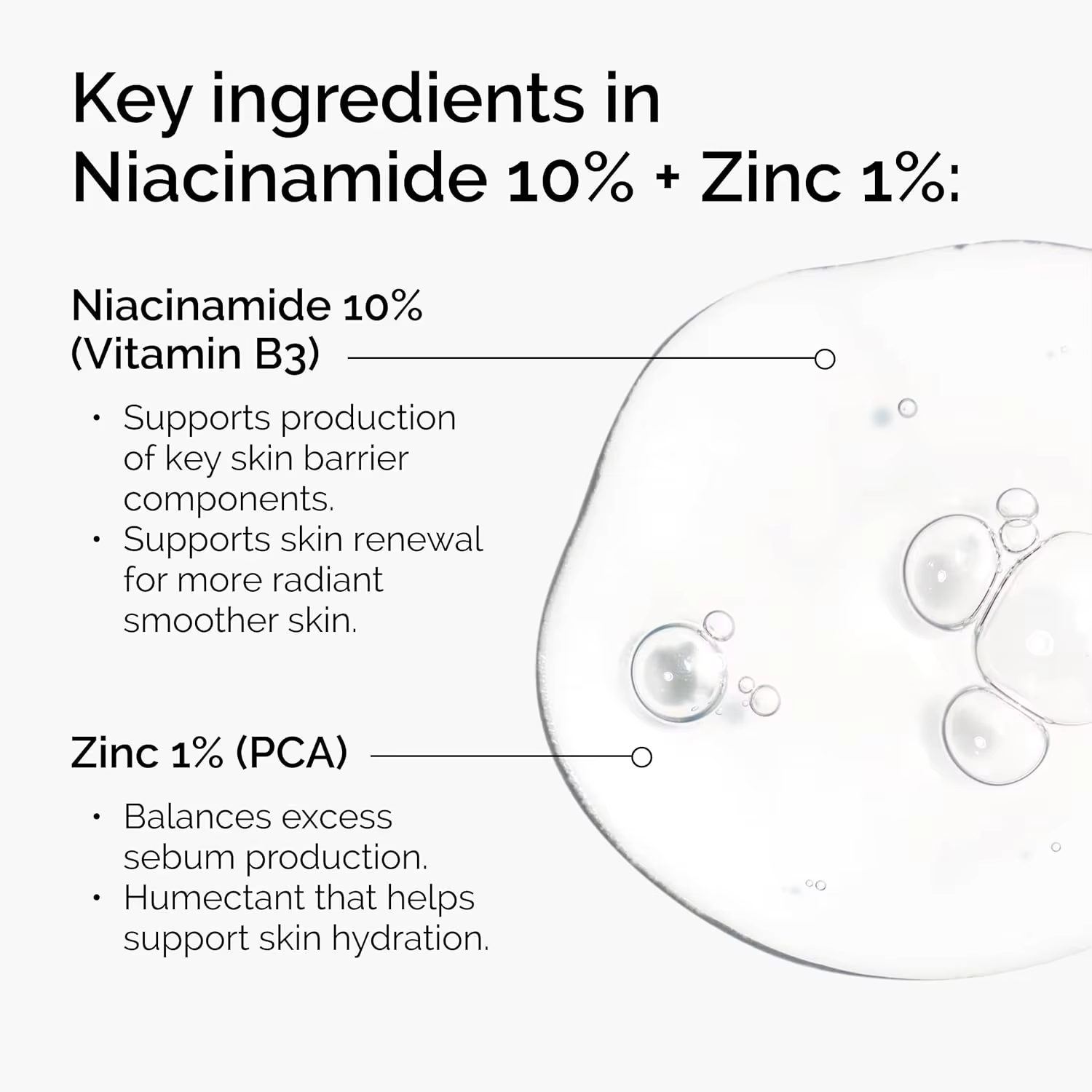 Sérum pour le visage à 10% de niacinamide et 1% de zinc