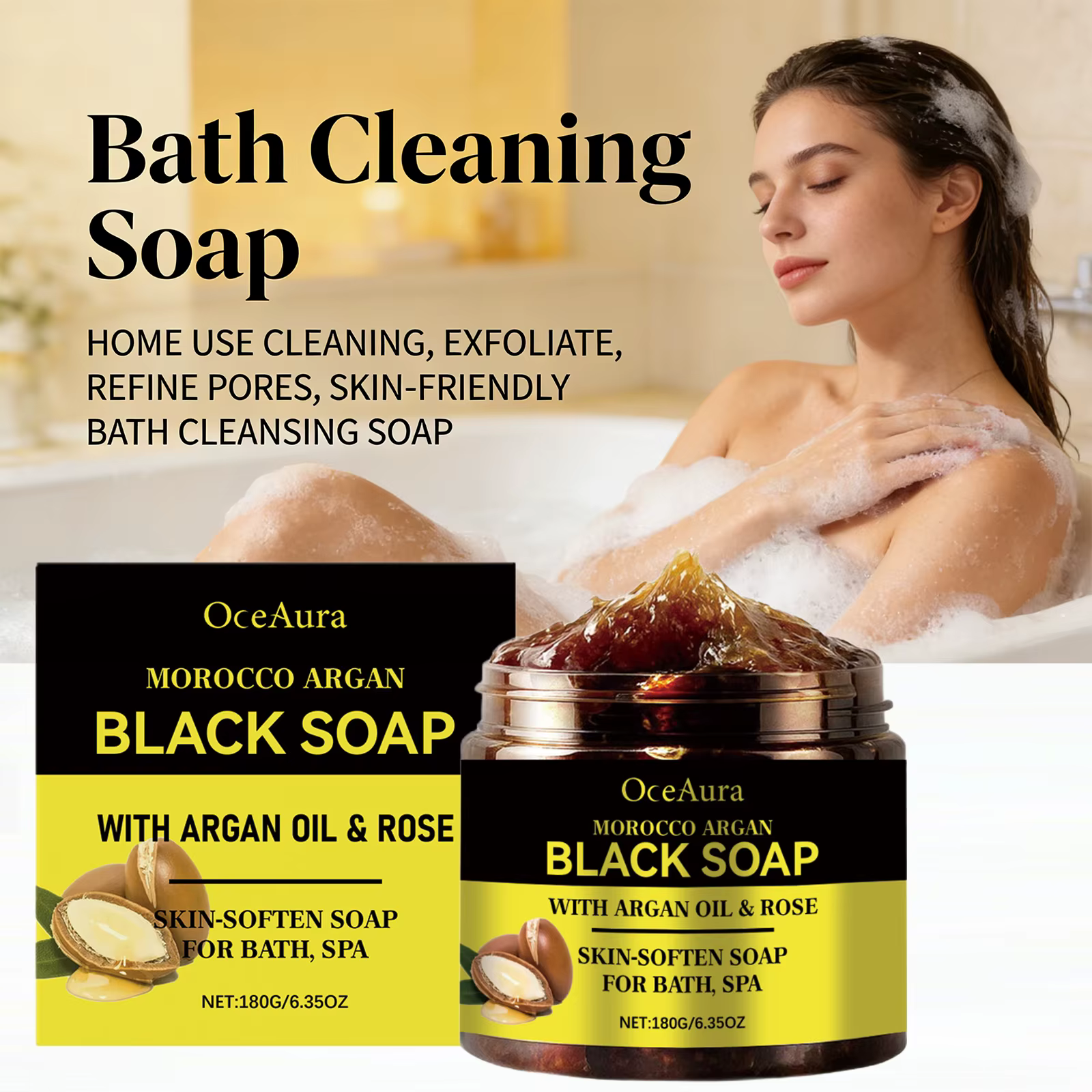 Savon noir marocain à l'huile d'argan pour exfolier