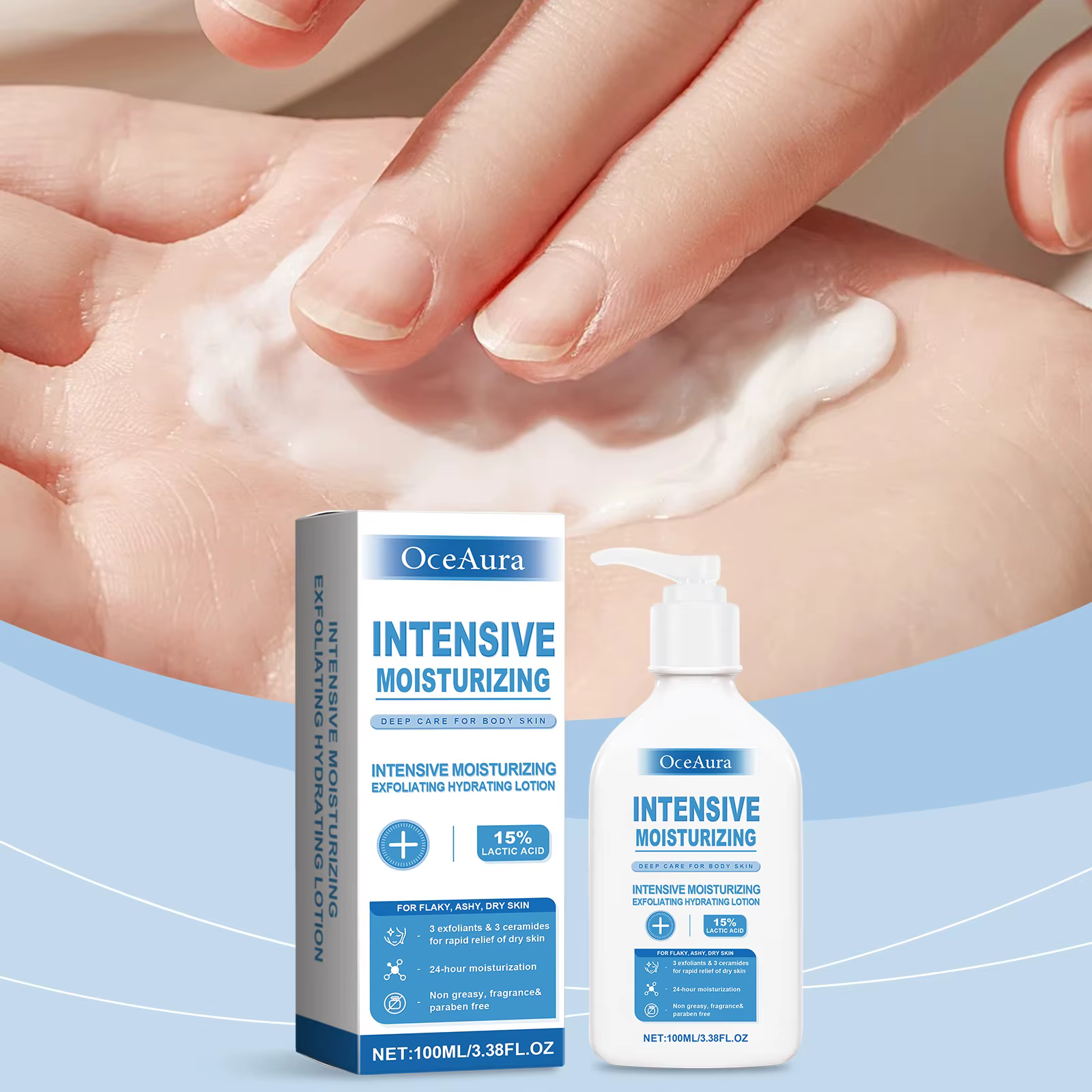 Lotion pour le corps de guérison intensive pour peaux sèches - Hydratant exfoliant Soin pour la peau non grasse