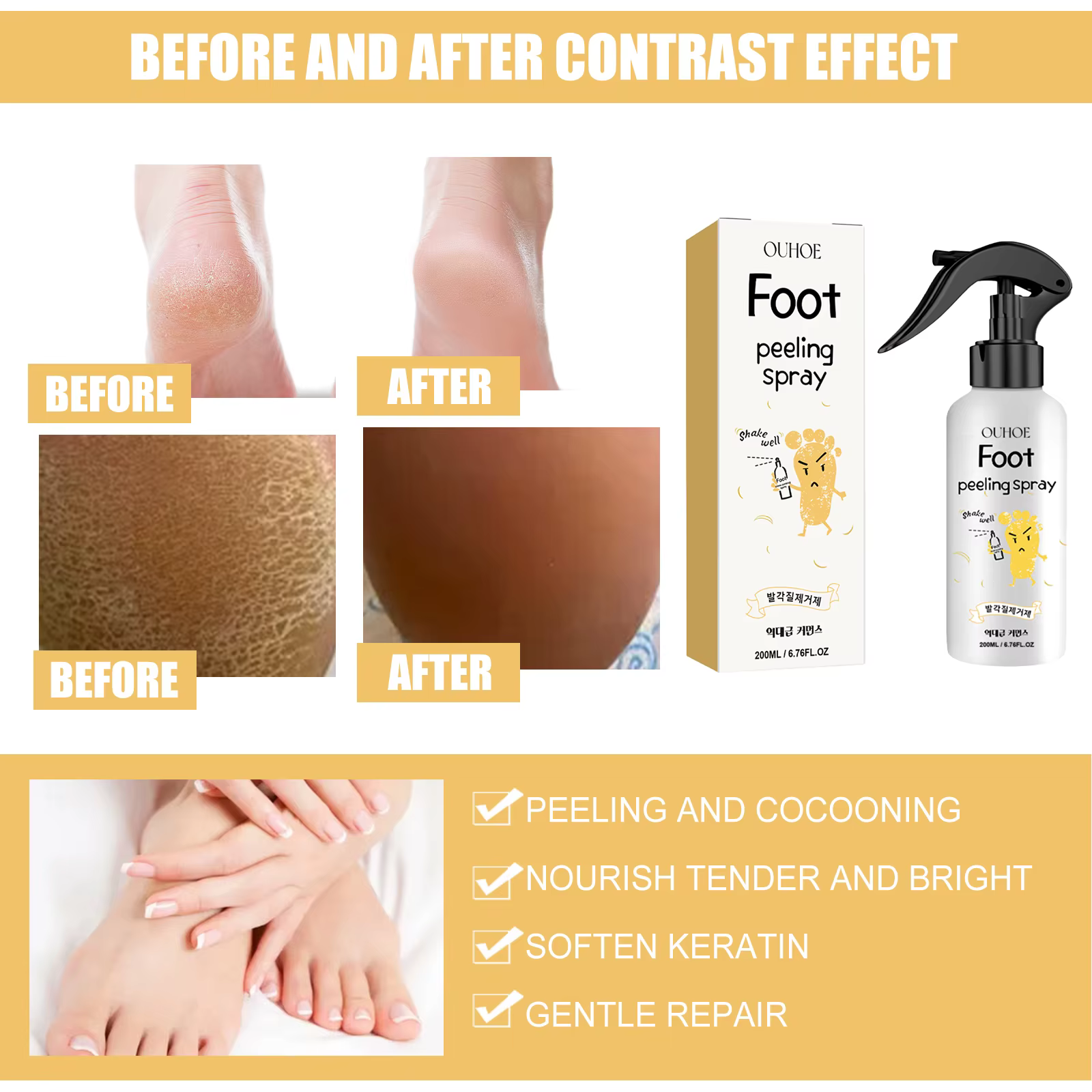 Ouhoe – Spray exfoliant pour les pieds