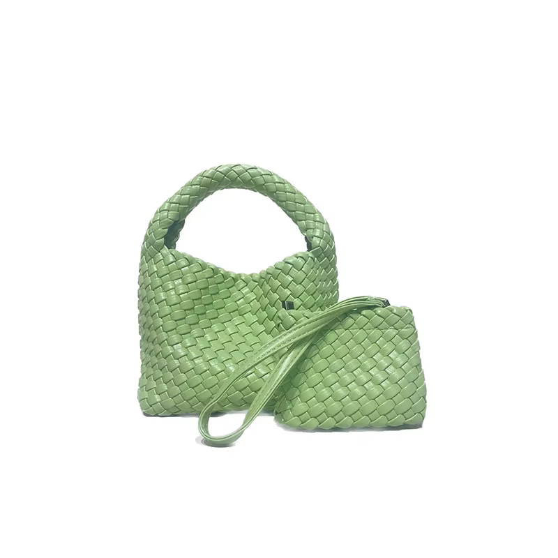 Sac à main tissé pour femme en cuir PU souple, sac fourre-tout tricoté, sac à bandoulière tissé tendance, sac hobo de plage d'été, pochette minimaliste