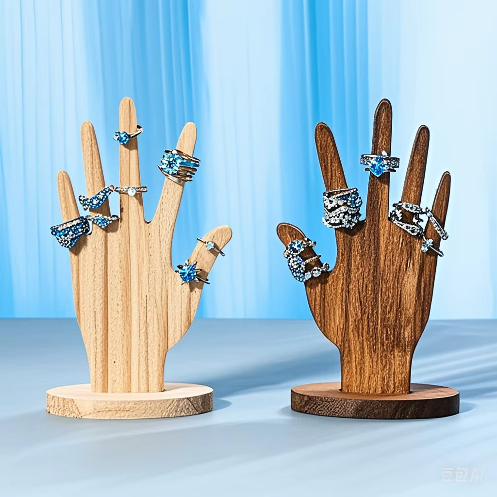 Présentoir à bijoux en forme de main, support multifonctionnel pour bijoux, présentoir de bracelet en forme de main, support en bois pour bagues, support de bague en forme de main