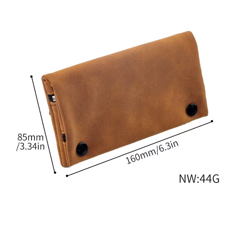 Pochette de rangement pliable pour tabac, faite à la main en tissu abrasif, étui à tabac, porte-papier à rouler, portefeuille multifonctionnel