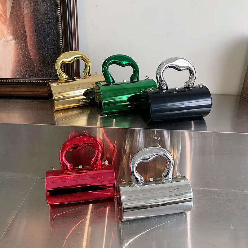 Sac à main pour femmes, pochettes de fête, cylindre de mode, Mini sac à main de soirée, sac à bandoulière, boîte en or, 2026