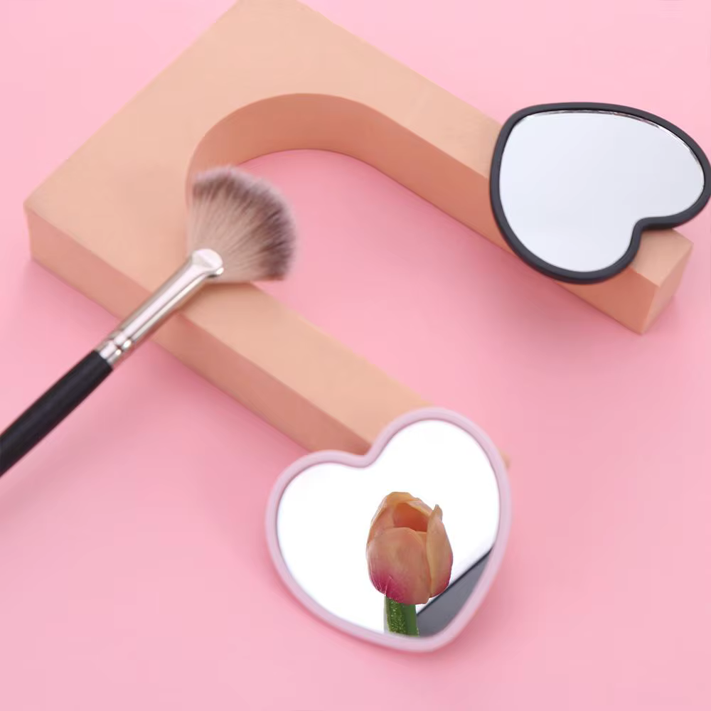 Miroir moderne simple face en forme de cœur, petit miroir portatif, miroir de maquillage de beauté haute définition, cosmétique