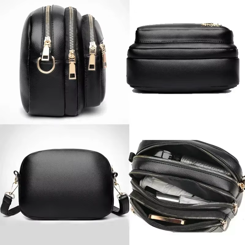Sac à main en cuir souple pour femme, multi-poches, résistant à l'usure, haute qualité, sac messager initié, luxe, mode