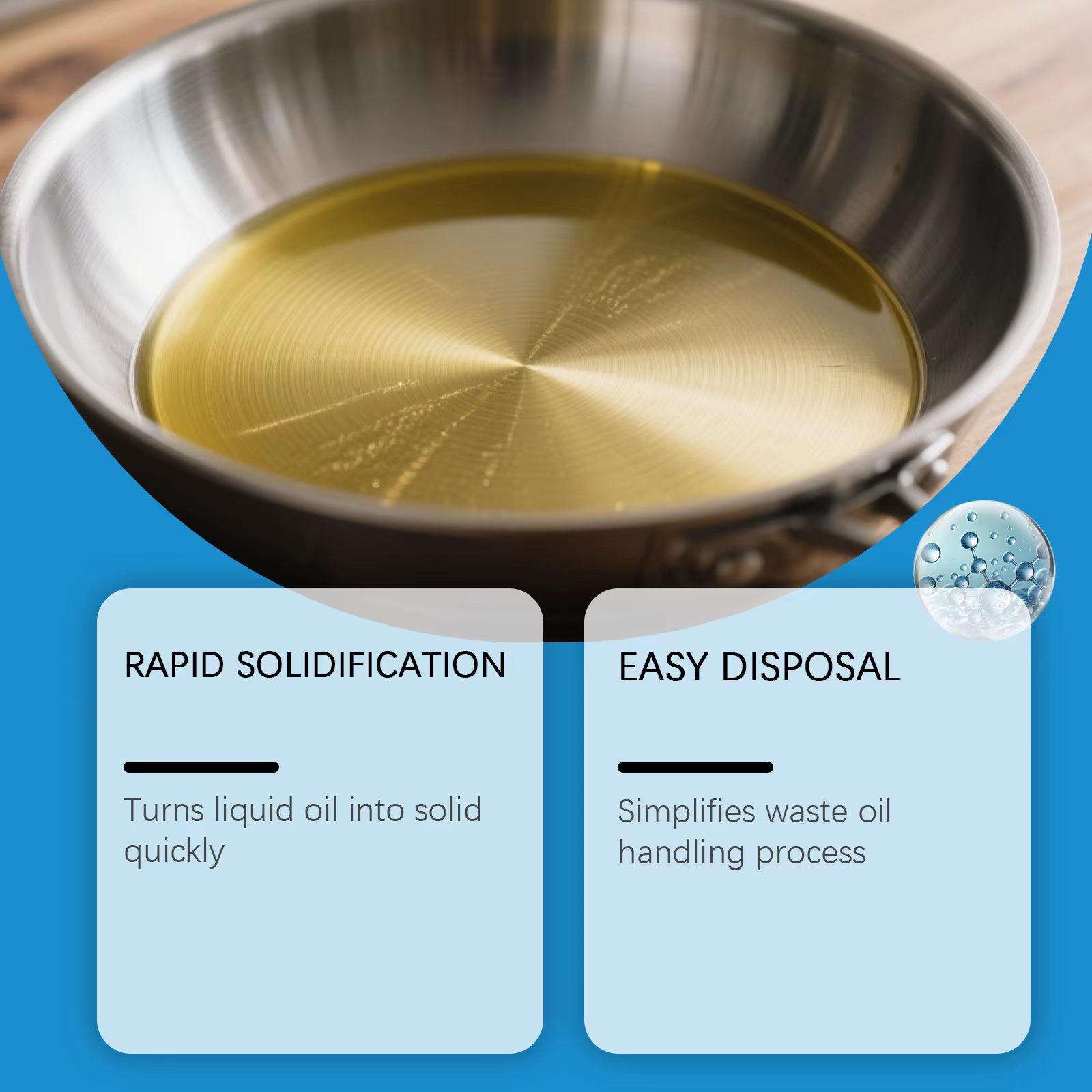 Solidifiant pour Huiles Usagées, Durcisseur d'Huile de Cuisine, Traitement de Graisse de Cuisson, Écologique, Nettoyant pour Friteuse, 100g, Sans Désordre