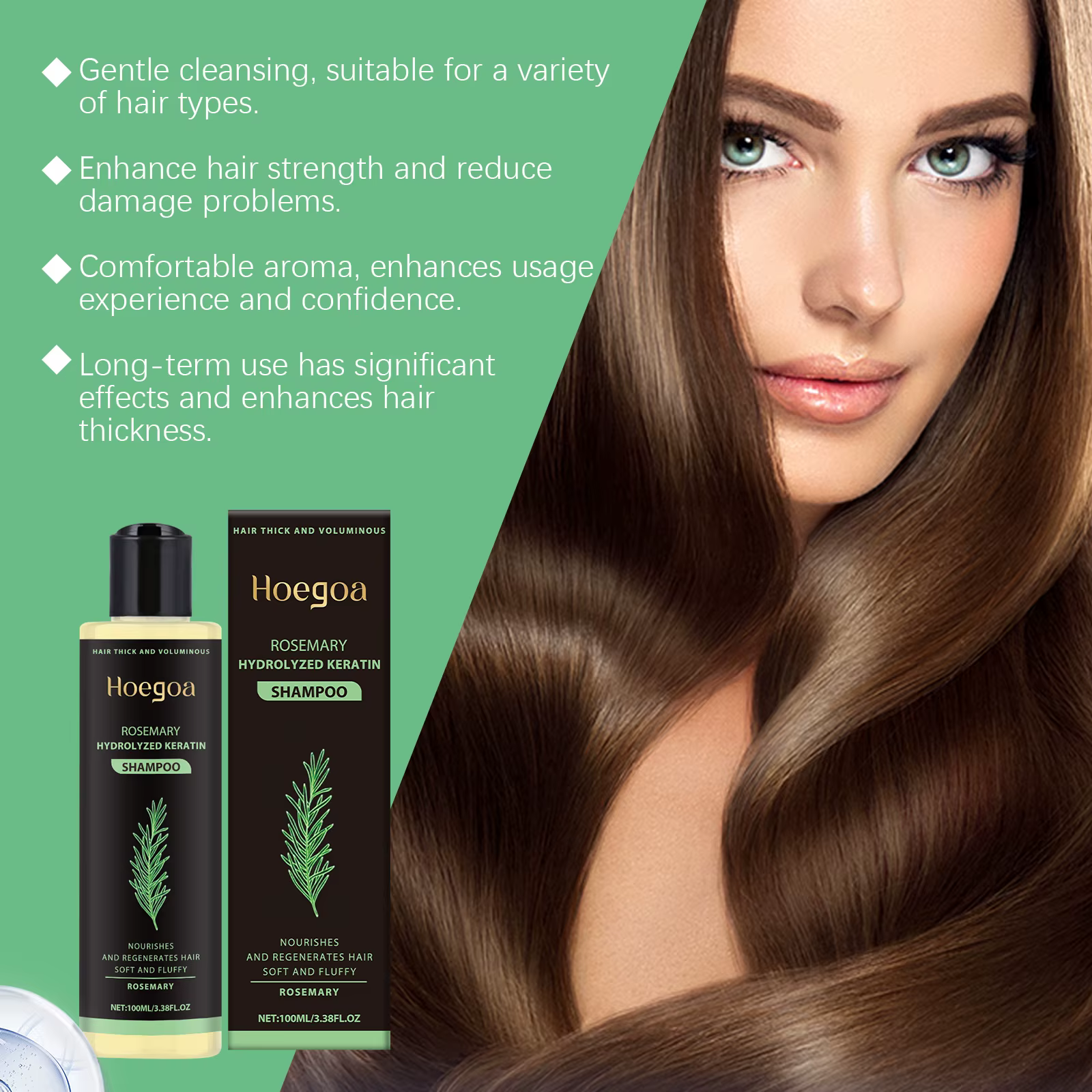 Shampoing au romarin pour la croissance des cheveux, nettoyage en profondeur du cuir chevelu, Anti-pelliculaire, contrôle de l'huile, renforcement des racines, nourrissant, volumateur