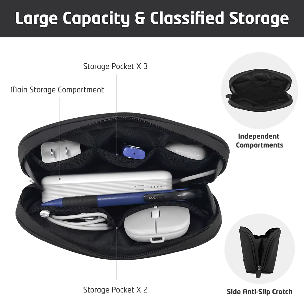 Organisateur d'électronique de voyage, pochette de batterie externe, étui d'accessoires pour gadgets électroniques pour cordons de câbles USB, sac de rangement pour disques durs