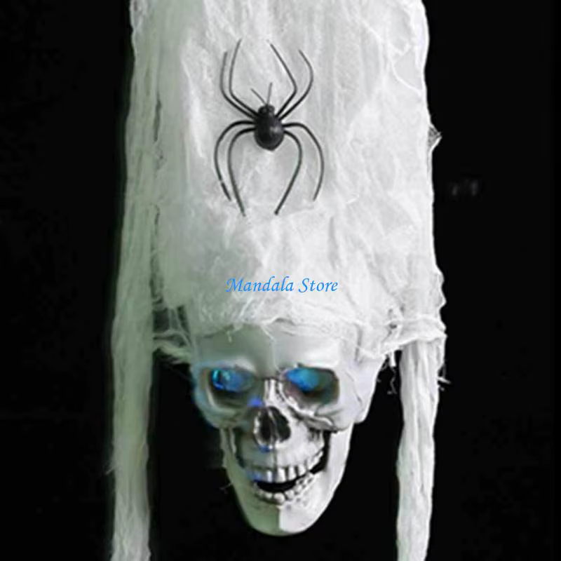 U2JC – décoration squelette Bar maison hantée, salle secrète, avec yeux dégradés clignotants araignées réalistes