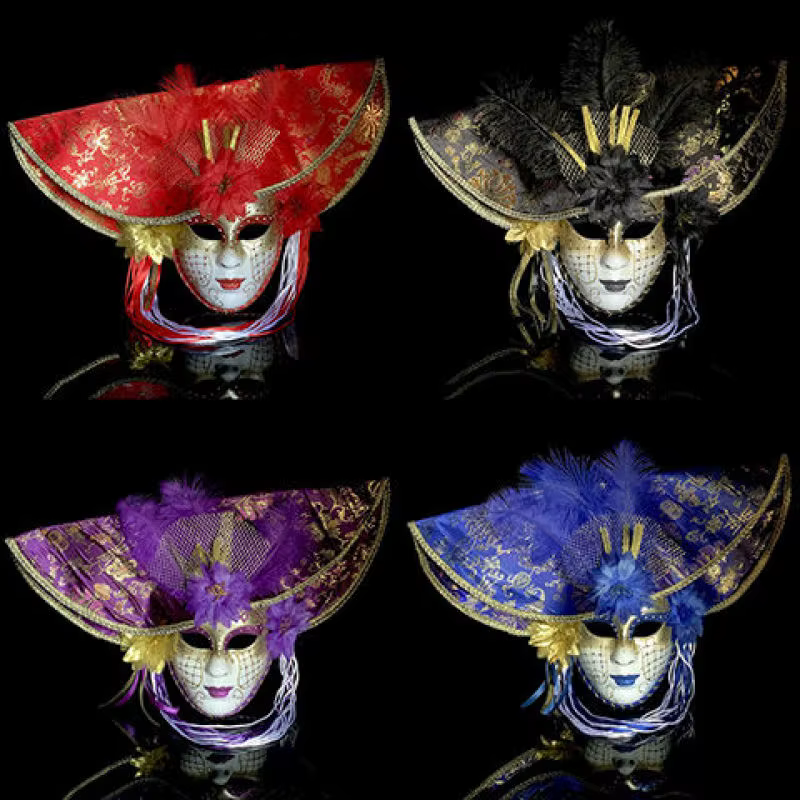 Masque artistique pour femmes, accessoires de danse faits à la main, personnalité, masque vénitien rétro complet, demi-visage pour hommes