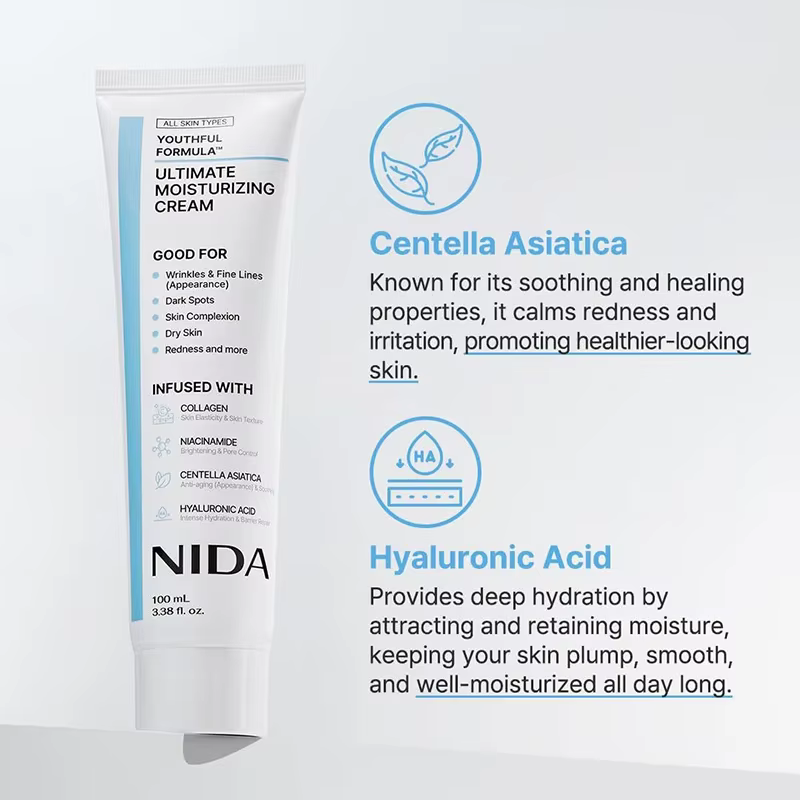 100mL crème hydratante ultime formule jeune collagène Niacinamide Centella Asiatica acide hyaluronique rides taches