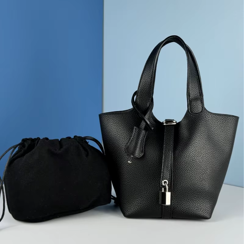 Sac à main pour femme en cuir souple, élégant et grande capacité, sac mère-enfant, sac à main de style panier, sac seau, shou