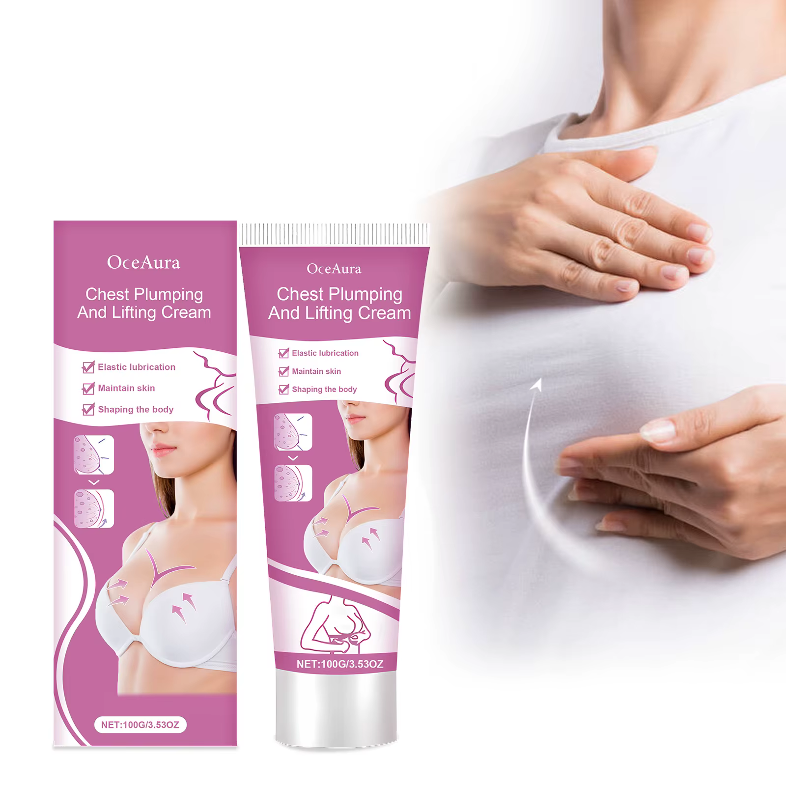 Crème Raffermissante et Volumatrice pour la Poitrine – Améliore les Seins Plats et Tombants – Soin et Massage