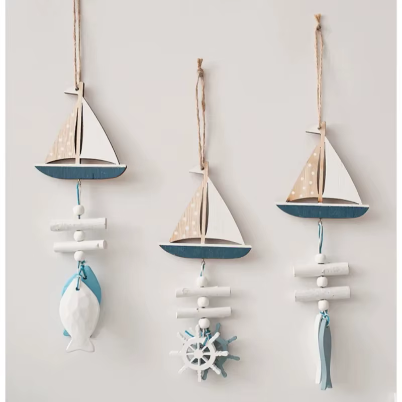 Décoration murale artisanale méditerranéenne en forme d'étoile de mer, pendentif marin en bois pour la décoration intérieure
