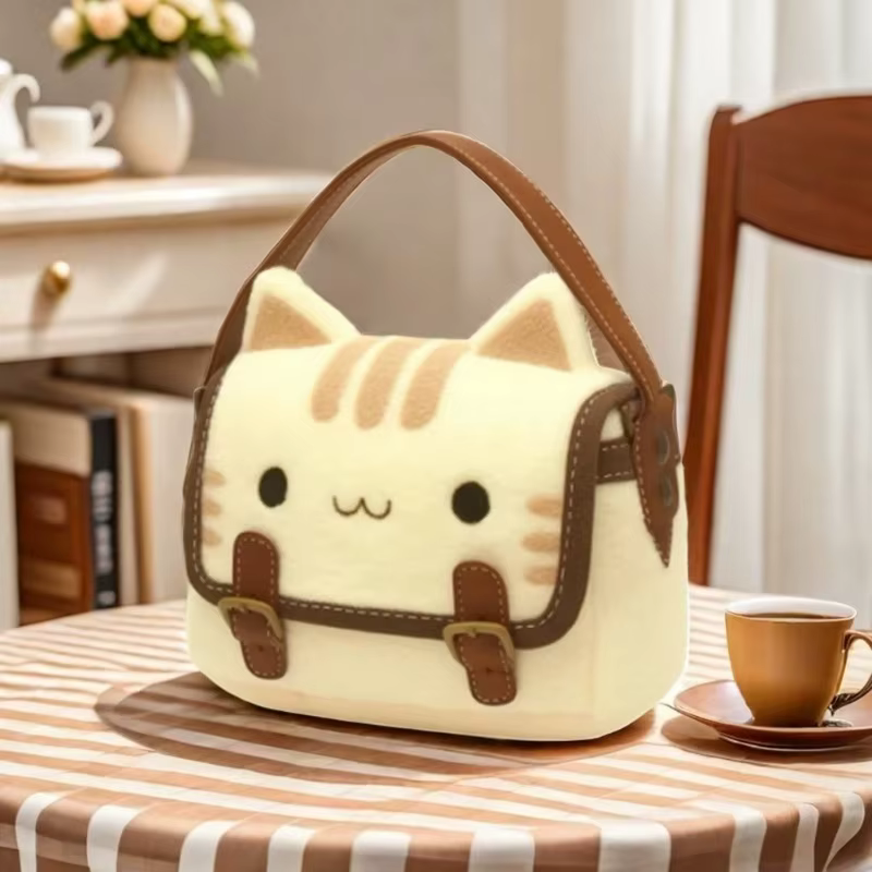 Sac à main chat en peluche mignon, sac à dos fait à la main avec Animal en peluche, sac à bandoulière de grande capacité