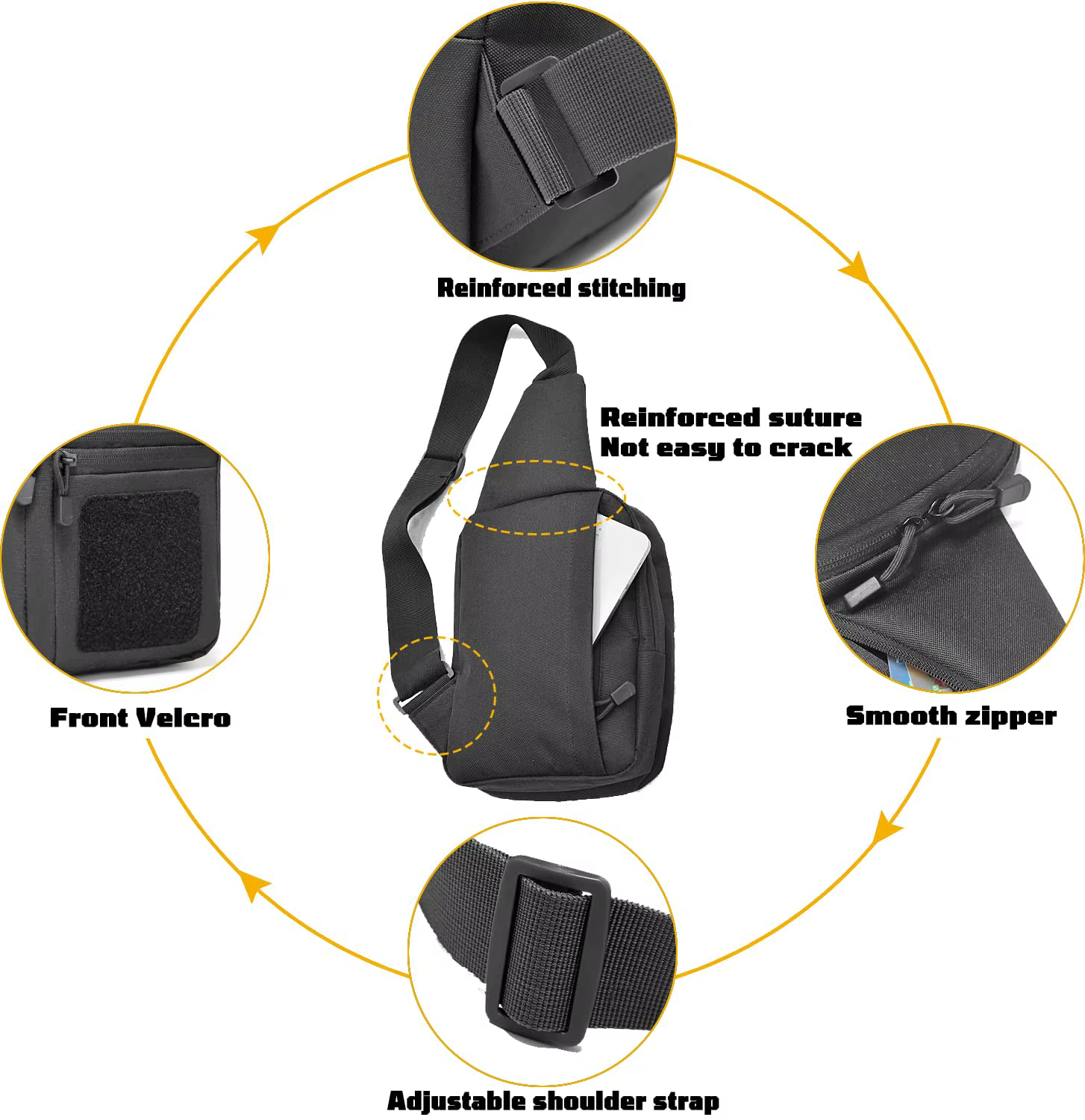 Sac à bandoulière de transport dissimulé pour hommes, sac à bandoulière Ccw EDC, sac de transport en Nylon de haute qualité, sac de poitrine pour pistolets