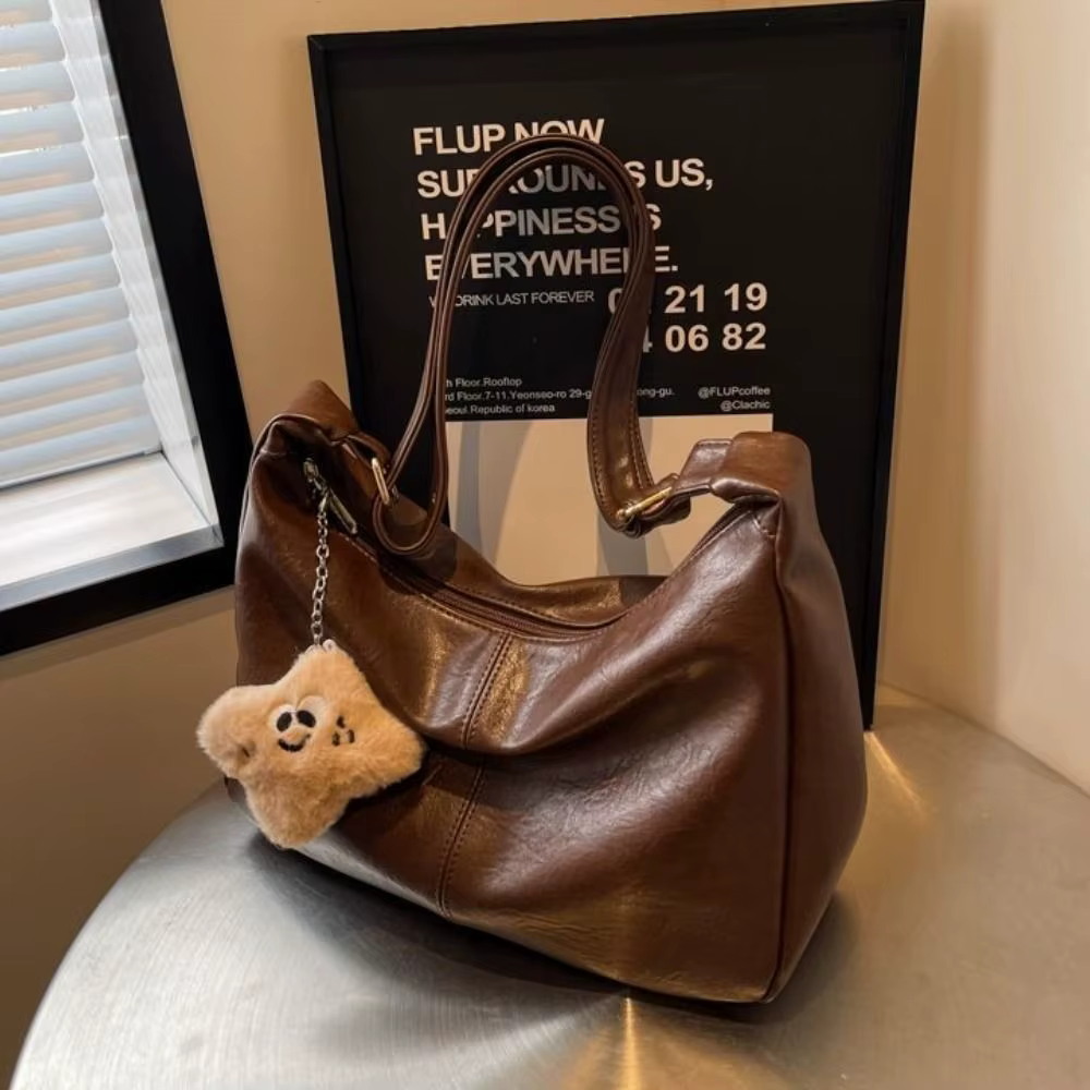 Sac à bandoulière ample en cuir PU pour femmes, sac sous les bras de grande capacité, fourre-tout rétro Hobo pour dames