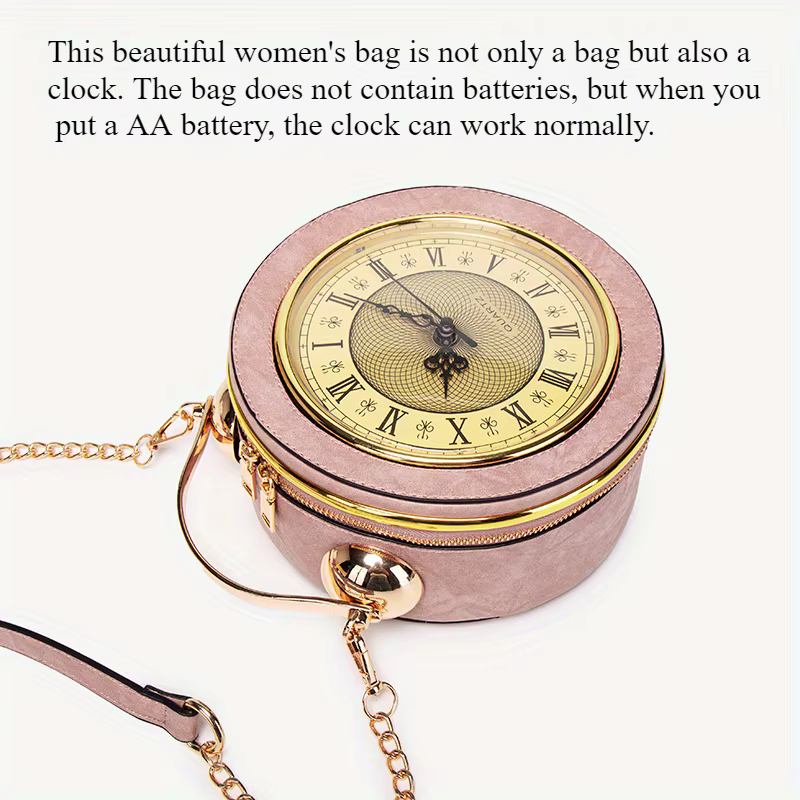 Nouveau sac à main rétro pour femme 2026, sac créatif en forme d'horloge, et petit sac rond original et amusant