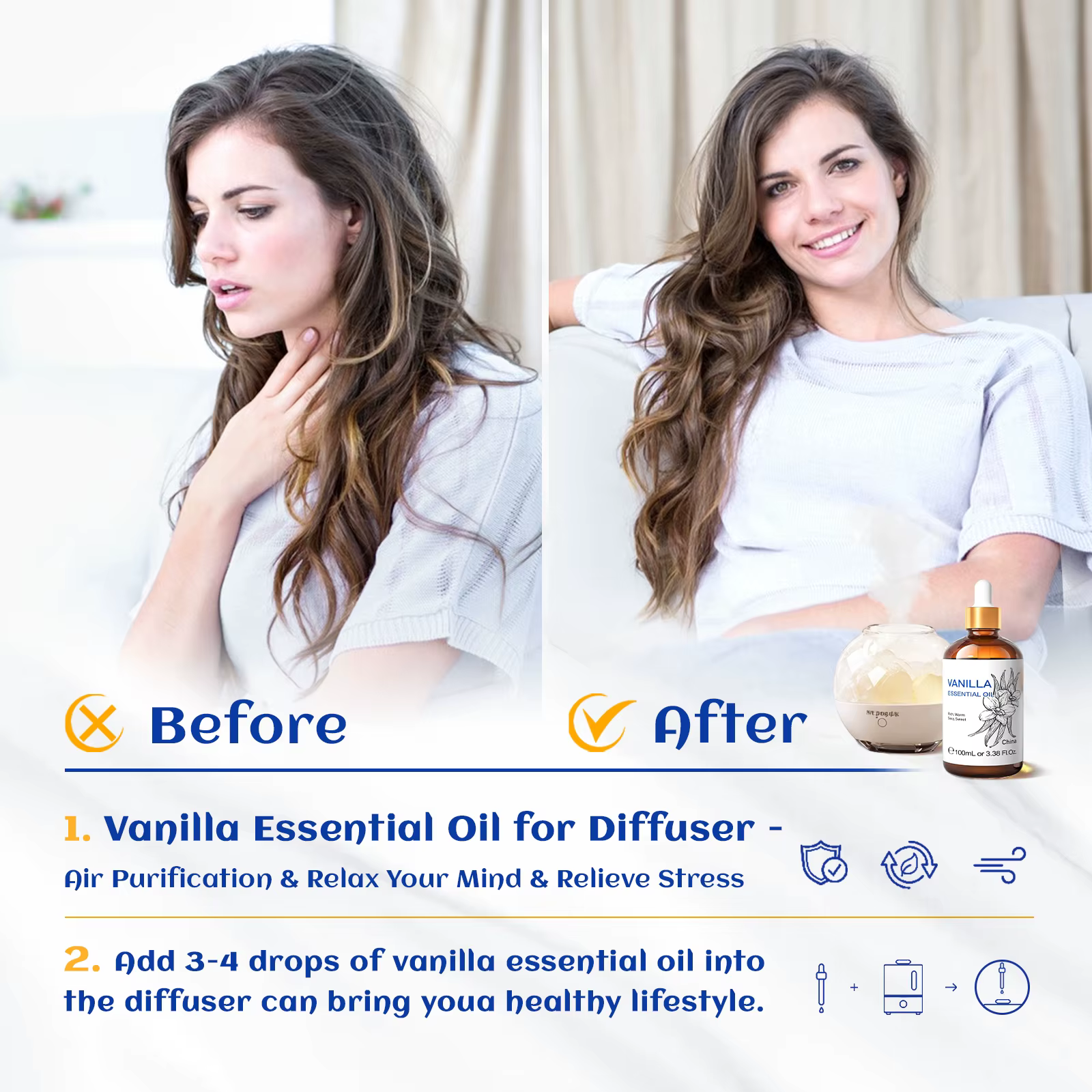 HIQILI huile essentielle de vanille 100ML pour diffuseur fabrication de bougies encens doux Orange lavande jasminum Massage soins du corps