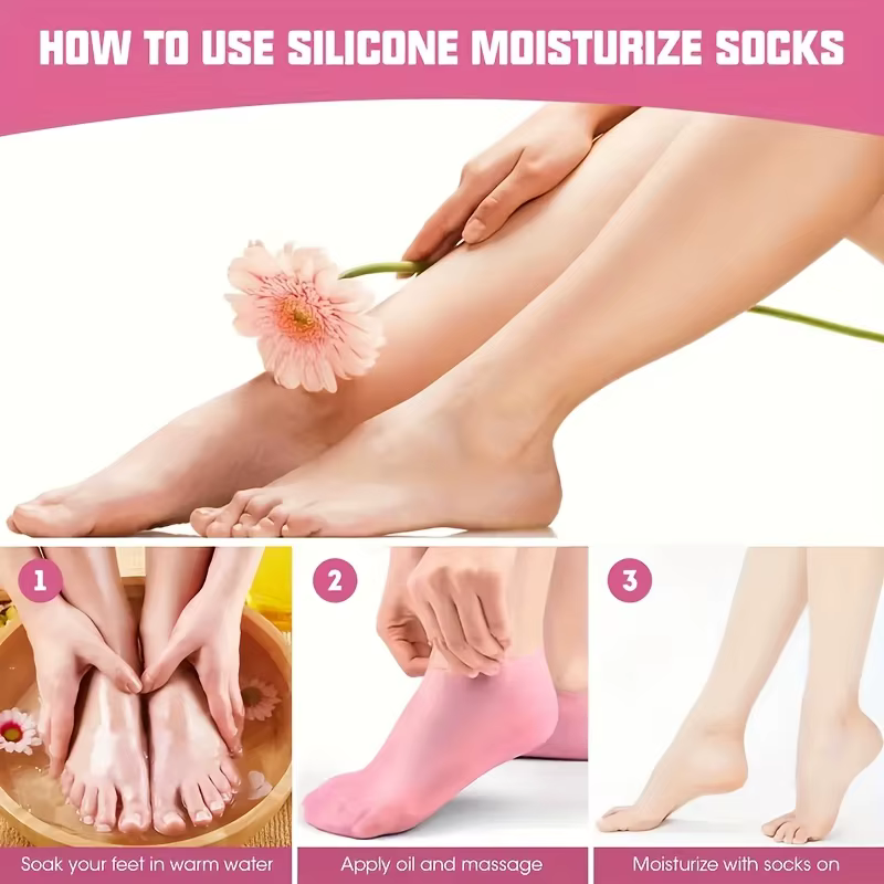 2 paires de chaussettes hydratantes en silicone pour les pieds