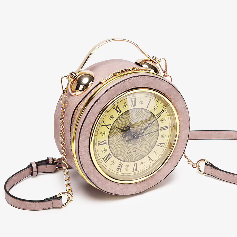 Nouveau sac à main rétro pour femme 2026, sac créatif en forme d'horloge, et petit sac rond original et amusant