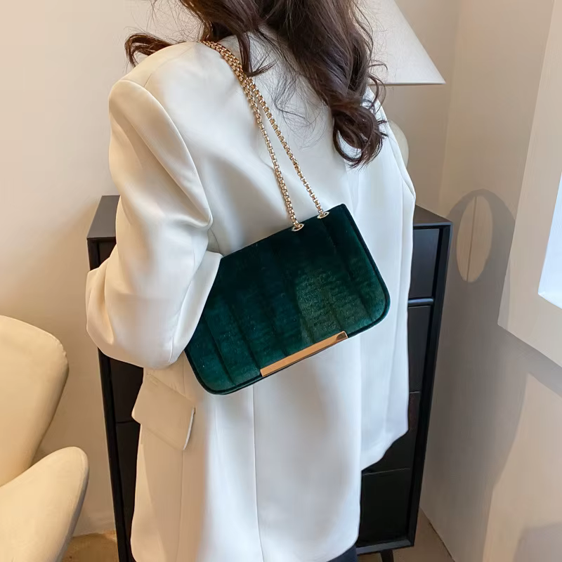 Petit sac carré en velours vintage pour femme, sac à main initié, sac à main de soirée élégant, sacs à bandoulière JOCrossbody, pochette pour femme, mode