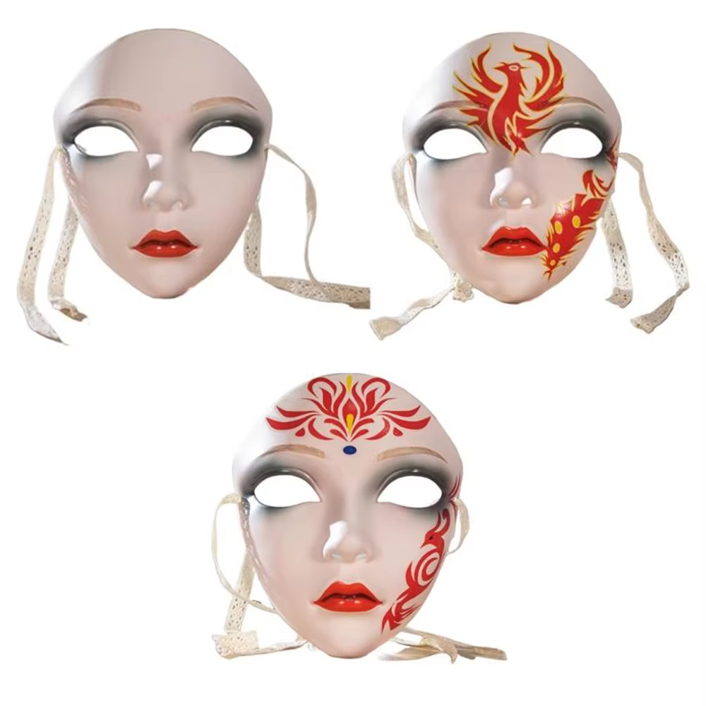 Belle femme masque complet Style ancien chinois bricolage peint à la main décor pour mascarade accessoires de fête Hanfu accessoires de Costume