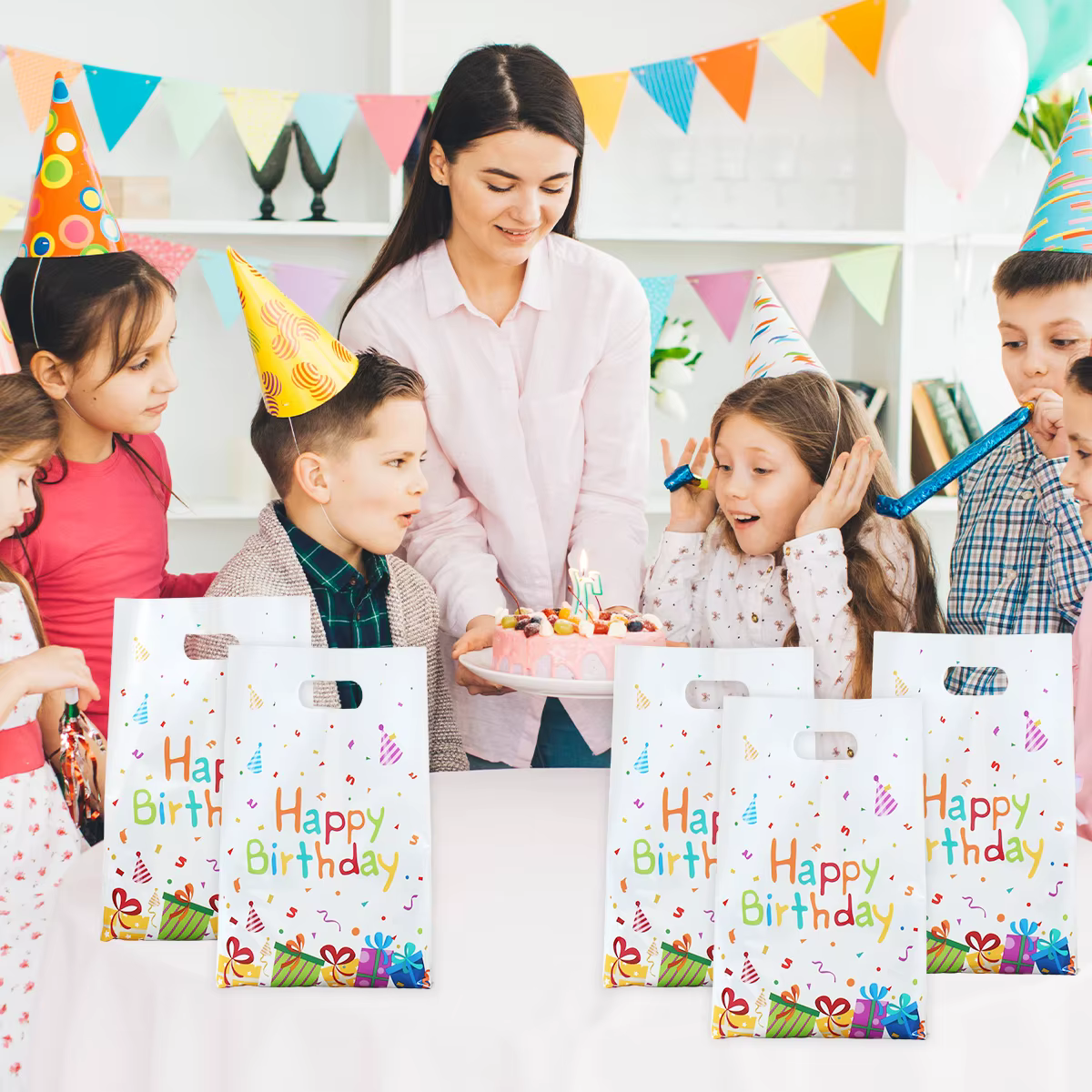 Boîte cadeau colorée joyeux anniversaire, 10/25/50 pièces, sacs à main, bonbons, biscuits, cadeaux pour enfants, décorations de fête d'anniversaire, fournitures de fête
