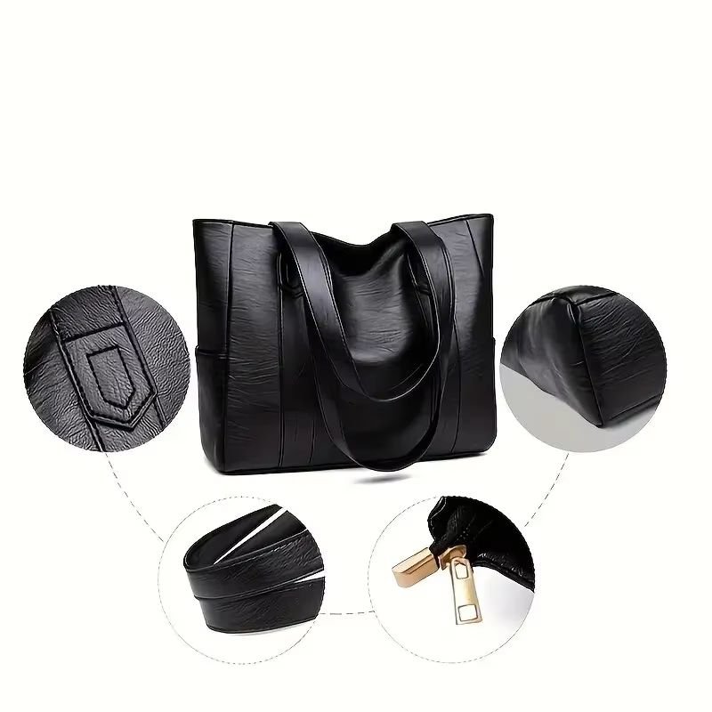 Sac à main vintage pour femme grande capacité, sac à bandoulière uni vintage, sac à main décontracté pour femme