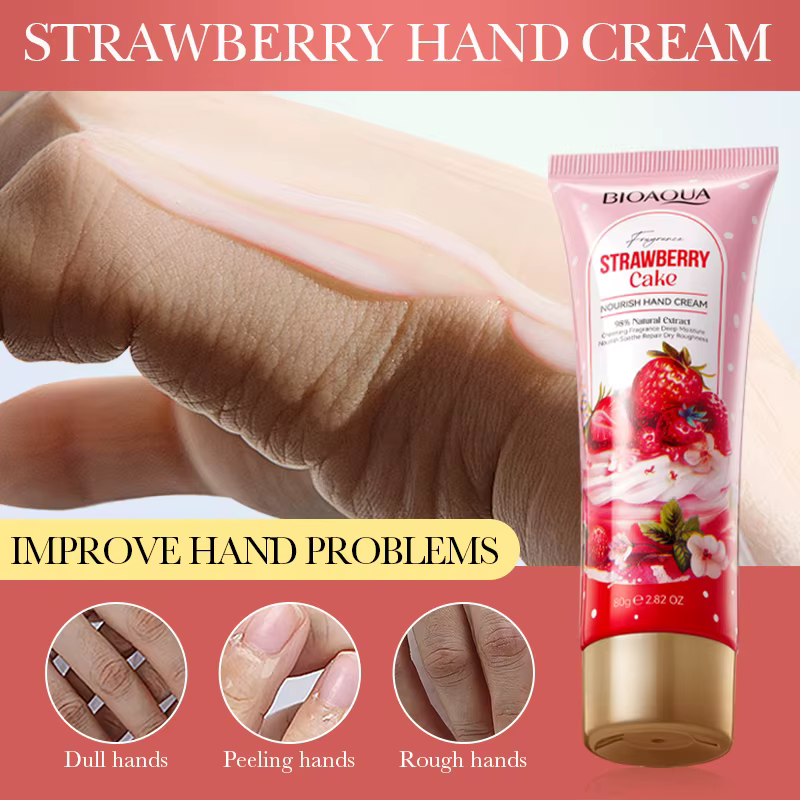 Crème pour les mains nourrissante au gâteau aux fraises 80g
